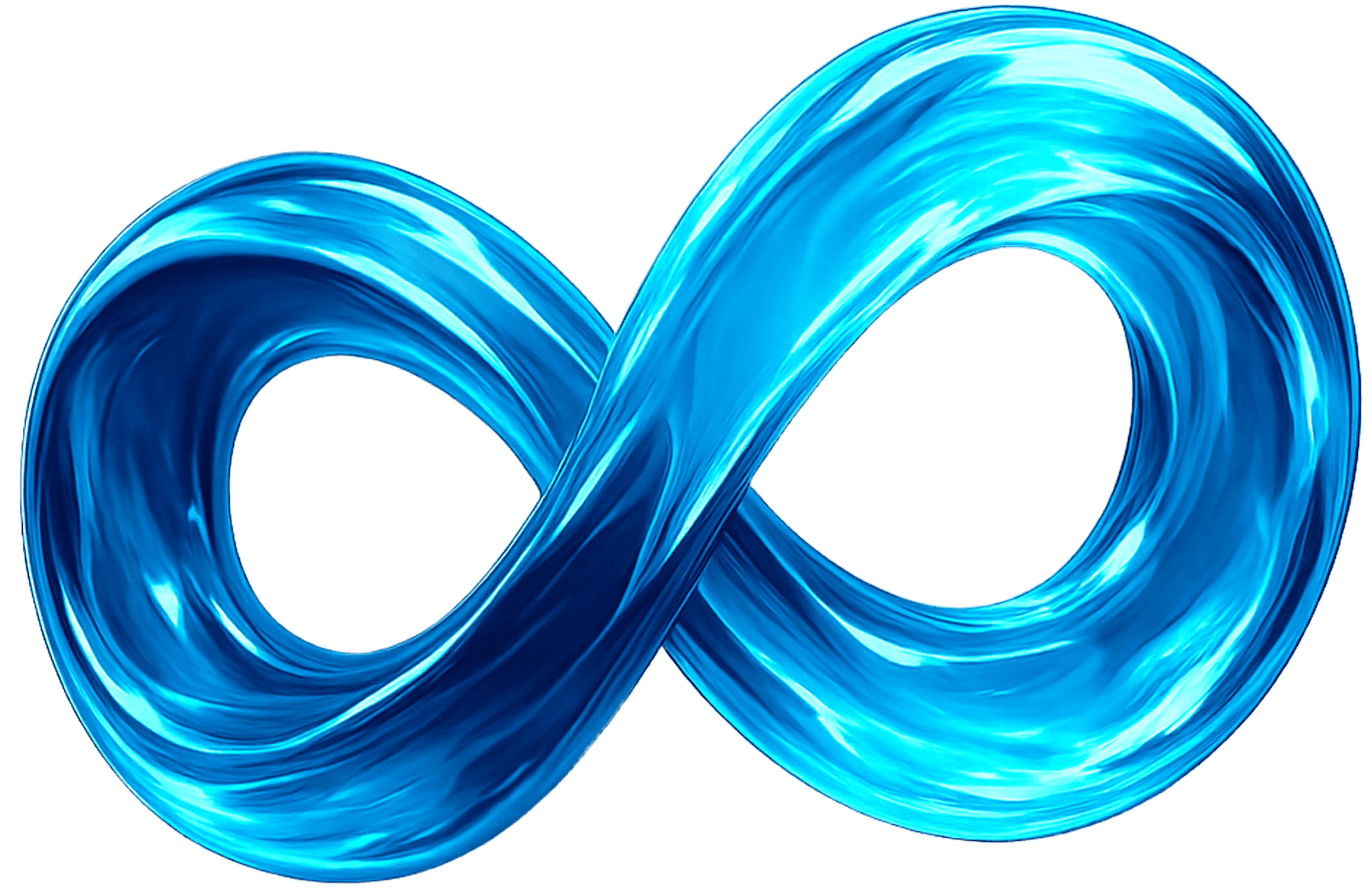 Dynamic blue infinity symbol representing continuous innovation